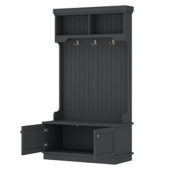 Hall Tree with Storage Shoe Bench for Entryway and Hallway, 4-in-1 Design Coat Racks with Hooks for Living Room, Black