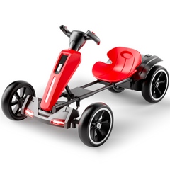 12V electric Kids Pedal Go Kart, Folder Go Kart, Outdoor Ride on Toy with Adjustable Seat, 4 Non-Slip EVA Wheels for Boys and Girls Aged 3-6 Years Old, Red