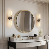 Wall Sconces Set of Two, Black and Gold Bathroom Sconces Wall Lighting with Clear Glass, Modern Sconces Wall Decor Set of 2 Wall Light fixtures for Bathroom Mirror Living Room Hallway Bedroom