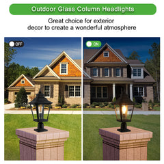 21"(H) 1-Pack Outdoor Post Lantern Light – Vintage Black Metal & Clear Glass Pillar Lamp for Garden, Gate, Driveway, and Pathway Lighting with Elegant Design (Bulb Not Included)