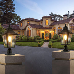 21"(H) 1-Pack Outdoor Post Lantern Light – Vintage Black Metal & Clear Glass Pillar Lamp for Garden, Gate, Driveway, and Pathway Lighting with Elegant Design (Bulb Not Included)