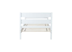 Twin Bed with Headboard and Footboard,Rubber Wood Bed,White