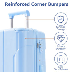 Hardshell Luggage, Lightweight Durable ABS Suitcases with Double Wheels, Expandable 28-inch Checked Luggage 28" (Skyblue)