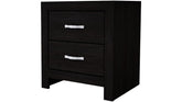 1pc Contemporary Black Finish Two Storage Drawers Nightstand Wood Grain Finish Wooden Bedroom Furniture