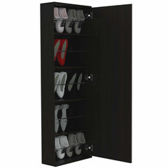 2-Piece Bedroom Set, Wall Mounted Shoe Rack and Dresser, Wenge, Mirror and Pine