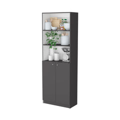 Matt Gray and White 2-Door Bookcase