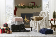 1 PC 50x60" Vivienne Faux Fur Throw Light Grey