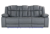RAIZE GREY 10 POWER RECLINING SOFA WITH DDT, WC AND LED