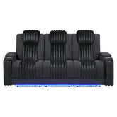 Duran Black Power Reclining Sofa with Power Headrest, LED and Drop Down Table with reading Light