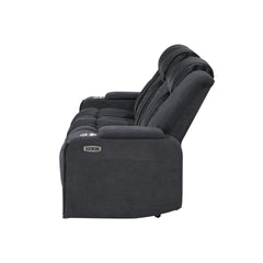 Duran Black Power Reclining Sofa with Power Headrest, LED and Drop Down Table with reading Light