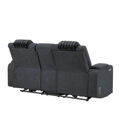 Duran Black Power Reclining loveseat with Power Headrest, LED and Bluetooth Speaker