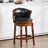 Cow top Leather Wooden Bar Stools, 360 Degree Swivel Bar Chair with Backs,Bar height Couner Height Barstools for Home Kitchen Dining Room and Bar Room(black 1pc)