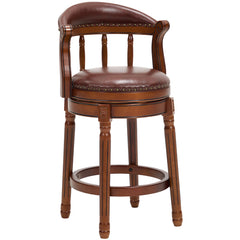 Cow top Leather Wooden Bar Stools, 360 Degree Swivel Bar Chair with Backs,Bar height Couner Height Barstools for Home Kitchen Dining Room and Bar Room(brown 1pc)