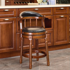 Cow top Leather Wooden Bar Stools, 360 Degree Swivel Bar Chair with Backs,Bar height Couner Height Barstools for Home Kitchen Dining Room and Bar Room(black 1pc)