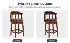 Cow top Leather Wooden Bar Stools, 360 Degree Swivel Bar Chair with Backs,Bar height Couner Height Barstools for Home Kitchen Dining Room and Bar Room(black 1pc)
