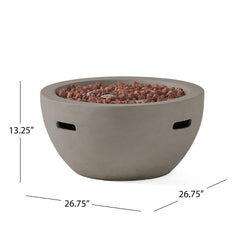 27" Bowl Shaped MGO 40,000 BTU Propane Fire Pit, Light Grey (Tank Cover not Included)