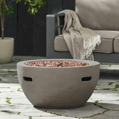 27" Bowl Shaped MGO 40,000 BTU Propane Fire Pit, Light Grey (Tank Cover not Included)