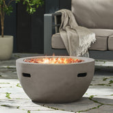 27" Bowl Shaped MGO 40,000 BTU Propane Fire Pit, Light Grey (Tank Cover not Included)