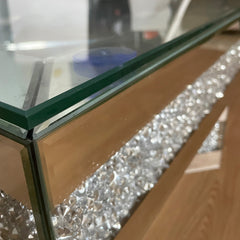 Modern Glam Mirrored Glass Coffee Table with Acrylic diamond Square Three-layer Centre Table Living room furniture