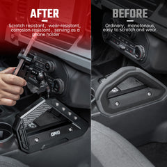 OMU Genesis Series Aluminum Center Console Grab Handle With Phone Holder For Ford Bronco 2021+( Not fit for Ford Bronco Sport)
