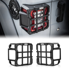 OMU Genesis Series Aluminum Tail Light Cover Compatible with 2018+ Jeep Wrangler JL, Protector Cover Tail Light Lamps Protected Trim Guards (Suitable for LED Lamp Version Only)
