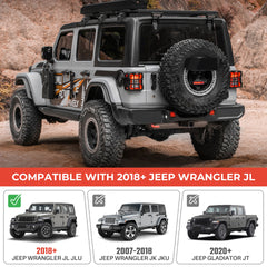 OMU Genesis Series Aluminum Tail Light Cover Compatible with 2018+ Jeep Wrangler JL, Protector Cover Tail Light Lamps Protected Trim Guards (Suitable for LED Lamp Version Only)