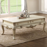 Antique White 2-Drawer Coffee Table with Cabriole Leg