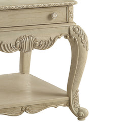 Antique White End Table with Bottom Shelf