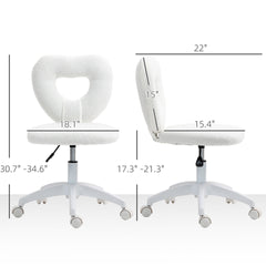 Office Task Chair, Heart Chair with Swivel Wheels, White