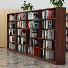 5 Shelf Cherry Bookcase 60 inch Tall Wood Bookshelf for Bedroom