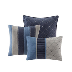7 Piece Microsuede Comforter Set Navy Cal King