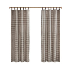 Plaid Faux Leather Tab Top Curtain Panel with Fleece Lining(Only 1 Pc Panel)