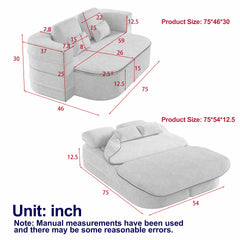 75''2-in-1 Foldable Sofa,Convertible Sleeper Foam Sofa Bed with Multi Functional Blanket, Chenille Floor folding sofa bed, Floor Sofa Lounge Sofa for Living Room Bedroom Lounge Studio