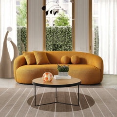 Drake Japandi Style Curvy Boucle Sofa 89 x 45 x 31 Inches