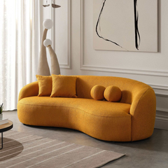 Drake Japandi Style Curvy Boucle Sofa 89 x 45 x 31 Inches