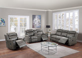 Contemporary Style Manual Motion 3pc Living Room Set Comfortable Recliners Leatherette Upholstered Slate Blue Finish Primary Living Room Furniture