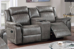 Contemporary Style 2pc Living Room Set 1x Recliner 1x Loveseat Slate Blue Finish Vertical And Horizontal Tufting Primary Living Room Furniture