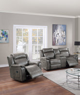 Contemporary Style 2pc Living Room Set 1x Recliner 1x Loveseat Slate Blue Finish Vertical And Horizontal Tufting Primary Living Room Furniture