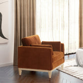 Knox 36" Modern Farmhouse Arm Chair, Burnt Orange Performance Velvet
