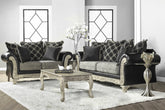 San Marino 2-Tone Fabric Wooden Frame Sofa and Loveseat with 3 Tables Set