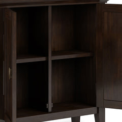 Redmond 32 inch Wide Solid Wood Low Storage Cabinet in Brunette Brown