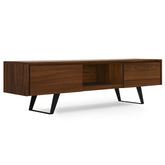 Lowry 72 inch Wide Solid Wood TV Stand in Walnut For TVs up to 80 inches
