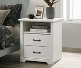 Elettra 22"W White 2-Drawer Nightstand Bedside Table with USB charging Ports