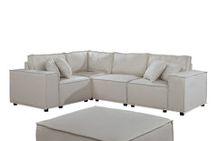 Milano 99"W Modular Sectional Sofa with Ottoman in Beige Linen