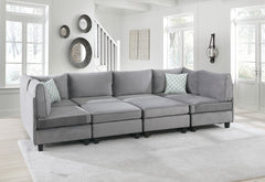 Siena 120"W Gray Velvet 8Pc Modular Sectional Sofa