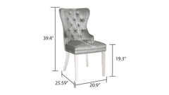Erica 2PC stainless steel Legs chairs made with Tufted Upholstered Velvet Fabric Dark Gray