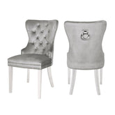 Erica 2PC stainless steel Legs chairs made with Tufted Upholstered Velvet Fabric Dark Gray