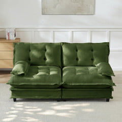 77 " Loveseat, Modern Sectional Couch, 2-Seats Sofa for Living Room Bedroom and Apartment, Comfy Cloud Couches in Lattice Decored Seat Cushion, Breathable Chenille Fabric, Green