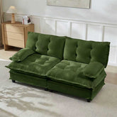77 " Loveseat, Modern Sectional Couch, 2-Seats Sofa for Living Room Bedroom and Apartment, Comfy Cloud Couches in Lattice Decored Seat Cushion, Breathable Chenille Fabric, Green