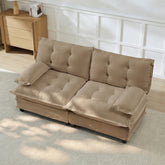 77 " Loveseat, Modern Sectional Couch, 2-Seats Sofa for Living Room Bedroom and Apartment, Comfy Cloud Couches in Lattice Decored Seat Cushion, Breathable Chenille Fabric, Light coffee